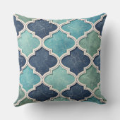 コバルトブルーとターコイズのクワトロフィール - メディテレニアンモザイク クッション (裏面)