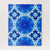 コバルトブルーとネイビーの幾何学模様 ジグソーパズル (縦)