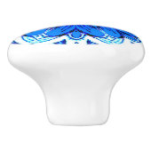 コバルトブルーとネイビーの幾何学模様 セラミックノブ (側面)