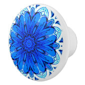 コバルトブルーとネイビーの幾何学模様 セラミックノブ (右)