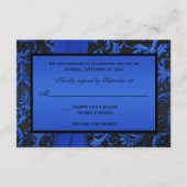 コバルトブルーとブラックのダマスク RSVP カード (裏面)