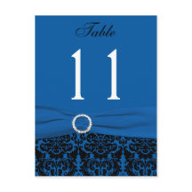 コバルトブルーとブラックダマスクのテーブル番号