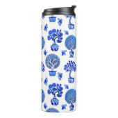 コバルトブルーとホワイトの盆栽の木柄 タンブラー (回転左)