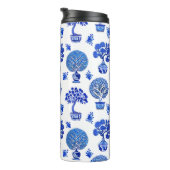 コバルトブルーとホワイトの盆栽の木柄 タンブラー (回転右)