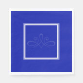 コバルトブルーとホワイトナプキン スタンダードランチョンナプキン (正面)