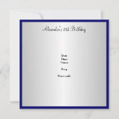 コバルトブルーとホワイト21歳の誕生日パーティー 招待状 (裏面)