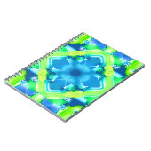 コバルトブルーとライムグリーンの絞り染めパターン ノートブック (左側)