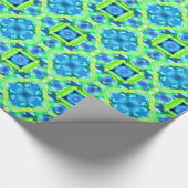 コバルトブルーとライムグリーンの絞り染めパターン ラッピングペーパー (角)