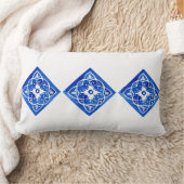 コバルトブルーと白地中海のタイルランバー ランバークッション (ブランケット)