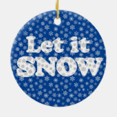 コバルトブルーと雪の背景パーソナライズされた セラミックオーナメント (裏面)