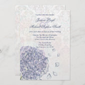 コバルトブルーのアジサイの花の結婚式招待状 招待状 (正面/裏面)