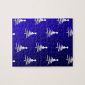 コバルトブルーのクリスマスツリーズシルバー ジグソーパズル (横)