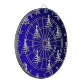 コバルトブルーのクリスマスツリーズシルバー ダーツボード (正面左)