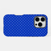 コバルトブルーのスマホケースの白い小さな水玉模様 iPhoneケース (裏面横)