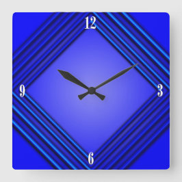 コバルトブルーのダブルフレーム4の白い数 スクエア壁時計