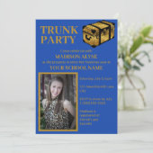 コバルトブルーのトランク大学寮パーティーの写真 招待状 (スタンド正面)