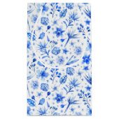 コバルトブルーのハイビスカストロピック花葉のパターン スモールペーパーバッグ (裏面)