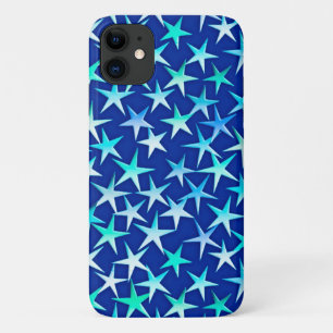 コバルトブルーの地にサテンの星 iPhone 11 ケース
