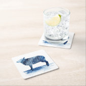 コバルトブルーの家畜-ヒツジ スクエアペーパーコースター (インサイチュ)