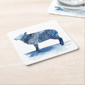 コバルトブルーの家畜-ヒツジ スクエアペーパーコースター (アングル)