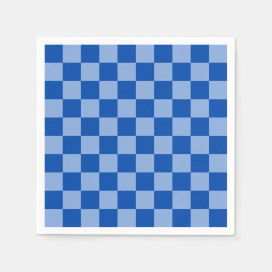 コバルトブルーの市松模様 スタンダードカクテルナプキン (正面)
