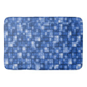 コバルトブルーの水彩画のモザイク・タイルの色合い バスマット (正面)