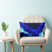 コバルトブルーの波の渦巻の枕デザイン ランバークッション (椅子)