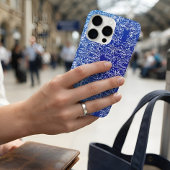 コバルトブルーの白い花のダマスク柄 Case-Mate iPhoneケース