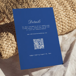 コバルトブルーの結婚式詳細RSVP QRコード エンクロージャーカード