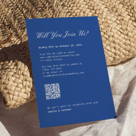 コバルトブルーの結婚式RSVPカードQRコード エンクロージャーカード