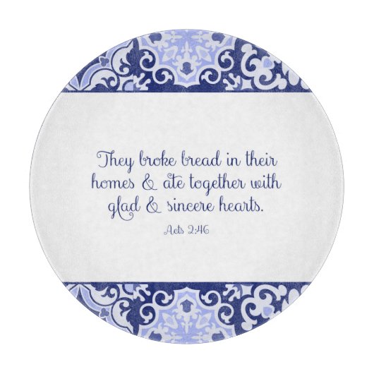 コバルトブルーの聖書の詩、パンの布を壊した  カッティングボード (正面)