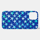 コバルトブルーの背景に淡い青のサテンの星 Case-Mate iPhoneケース (裏面 (横))
