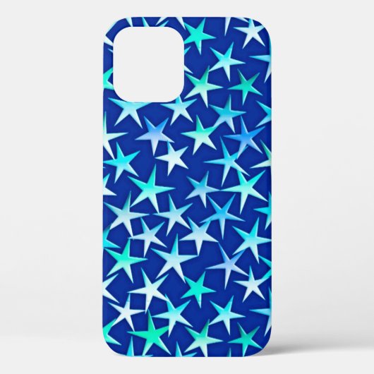 コバルトブルーの背景に淡い青のサテンの星 Case-Mate iPhoneケース (裏面)