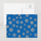 コバルトブルーの背景に銀色の雪片 ポストカード (正面/裏面)