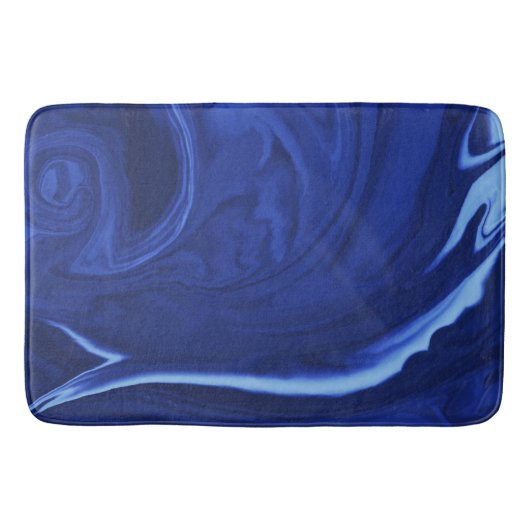 コバルトブルーの背景の織り目加工のハンドメイド バスマット (正面)