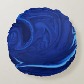 コバルトブルーの背景の織り目加工のハンドメイド ラウンドクッション (正面)