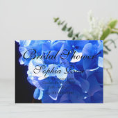 コバルトブルーの花を飾ったエレガントな青いハイドランジア 招待状 (スタンド正面)