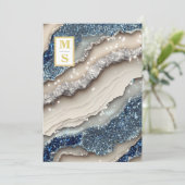 *~コバルトブルーアイボリーアゲートQR AR66 RSVP 結婚's 招待状 (スタンド正面)