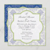 コバルトブルーアイリスクローバー-ブライダルシャワー招待状 招待状 (正面/裏面)