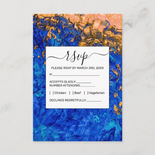 コバルトブルーアートゴールデンイエローアクリル絵画ズ エンクロージャーカード (正面)