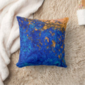 コバルトブルーアートゴールデンイエローアクリル絵画ズ クッション (ブランケット)