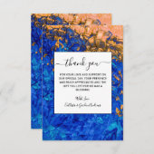 コバルトブルーアートゴールデンイエローアクリル絵画ズ サンキューカード (正面/裏面)