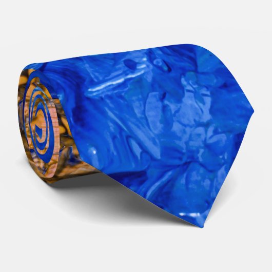 コバルトブルーアートゴールデンイエローアクリル絵画ズ ネクタイ (ロール)