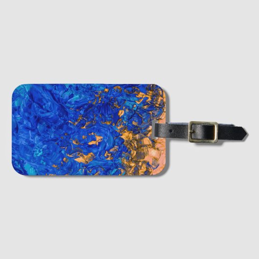 コバルトブルーアートゴールデンイエローアクリル絵画ズ ラゲッジタグ (正面横)
