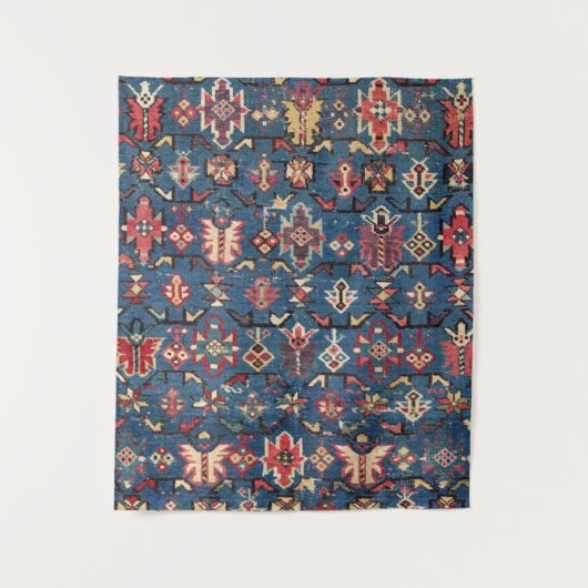 コバルトブルーイエローレッドバタフアステカライ  タペストリー (正面)