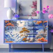 コバルトブルーエレガントオリエンタルデコップページのウィスパー 薄葉紙