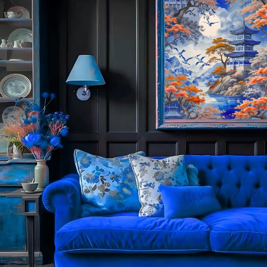 コバルトブルーエレガントオリエンタルデコップページのウィスパー 薄葉紙