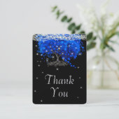 コバルトブルーエレガントハートリーフツリーありがとう 招待状 (スタンド正面)