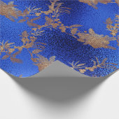 コバルトブルーガラス旧金ゴールドリースメタリック ラッピングペーパー (角)