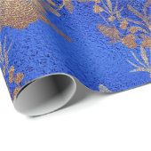 コバルトブルーガラス旧金ゴールドリースメタリック ラッピングペーパー (ロールコーナー)